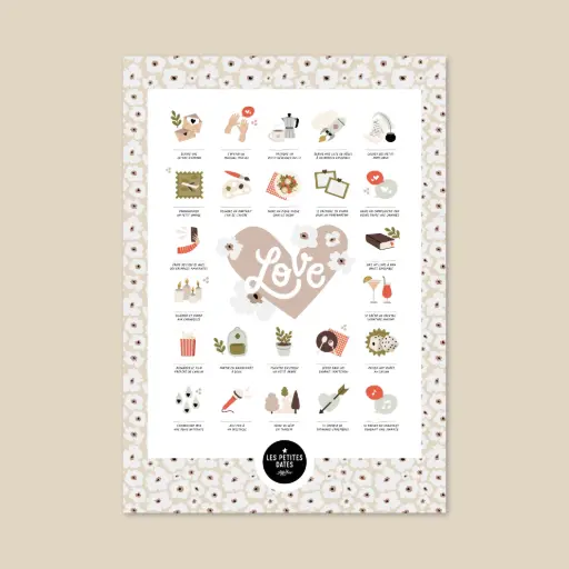 [LESPTITESDATESLOVECOUPLE] Mini affiche couple à dater "Love, couple"