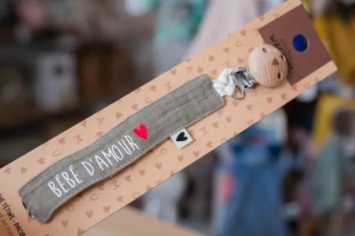 [WAGSKU003_008] Attache-lolette en gaze de coton "vert olive"