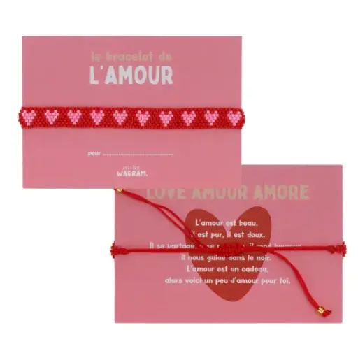 [WAGSKU105_105_001] Bracelet perle rouge avec coeurs roses