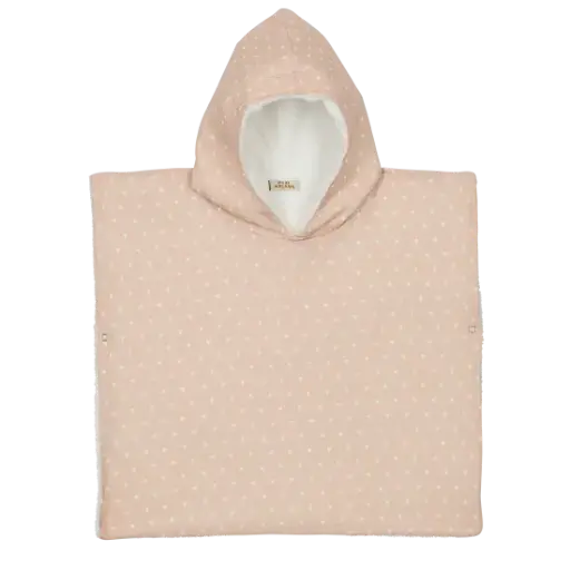 Poncho en gaze "beige petits coeurs"