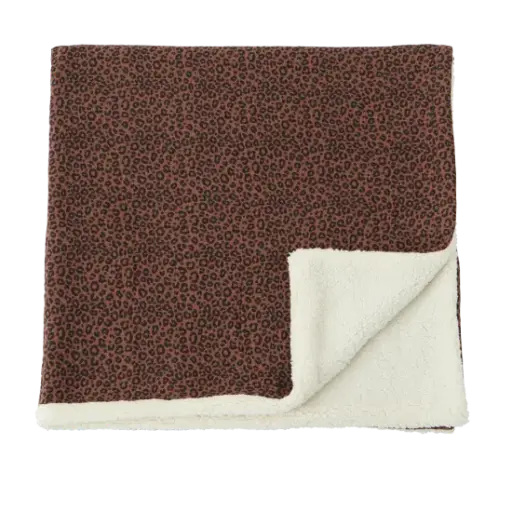 [WAGSKU015_013] Couverture pilou et gaze de coton "léopard marron"