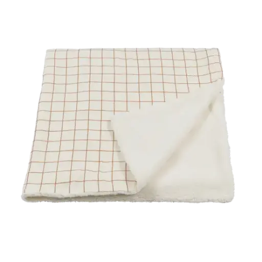 [WAGSKU015_006] Couverture pilou et gaze de coton "grands carreaux"