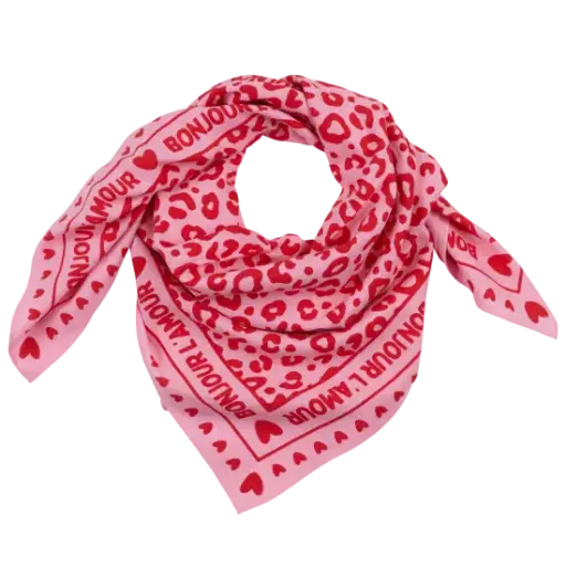 Foulard rose à motif rouge