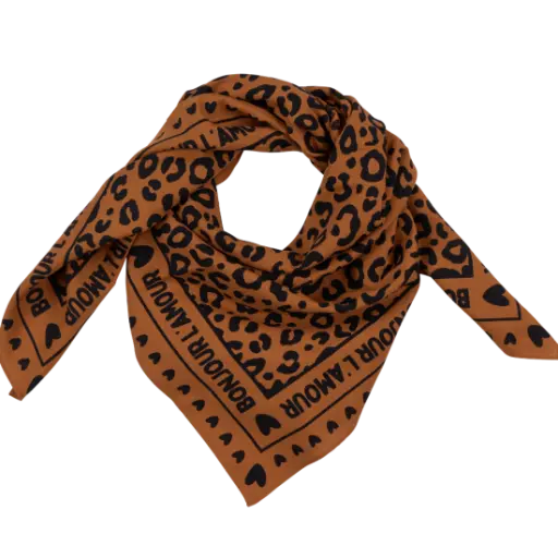 Foulard marron à motif noir