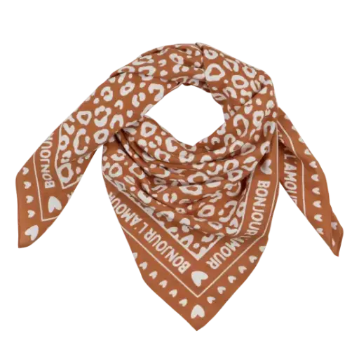 Foulard marron à motif blanc