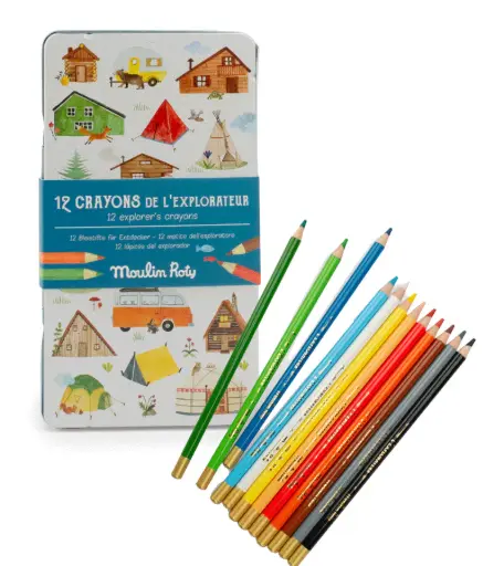[MOU712445] 12 crayons de l'explorateur "Le jardin du Moulin"