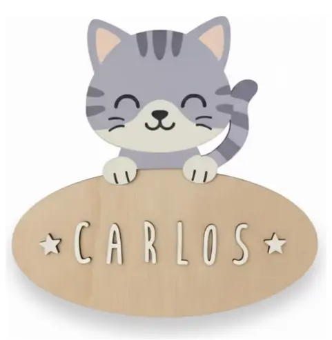 [VINPLP18] Plaque de porte personnalisable "Chat"