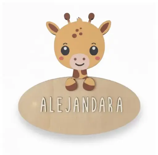 [VINPLP12] Plaque de porte personnalisable "Girafe"