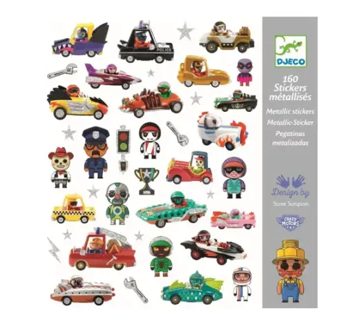 [DJ09287] Stickers métallisés "Le monde des Crazy Motors"